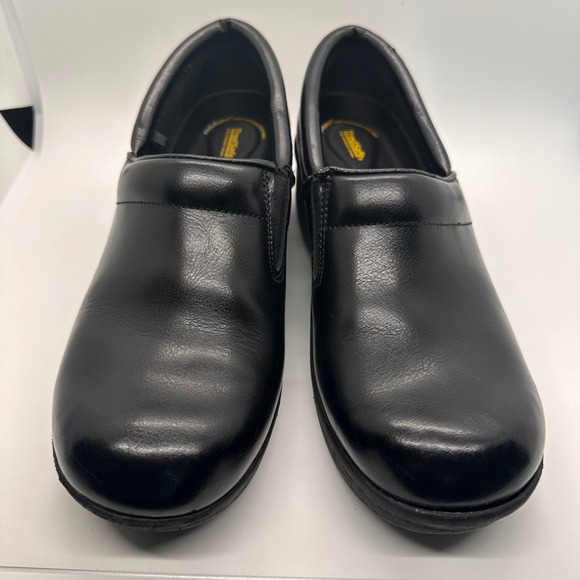 Tredsafe Black Leather Slip Resistant Work Shoes Clogs Anti Fatigue Women SZ 7.5 - Picture 1 of 12
